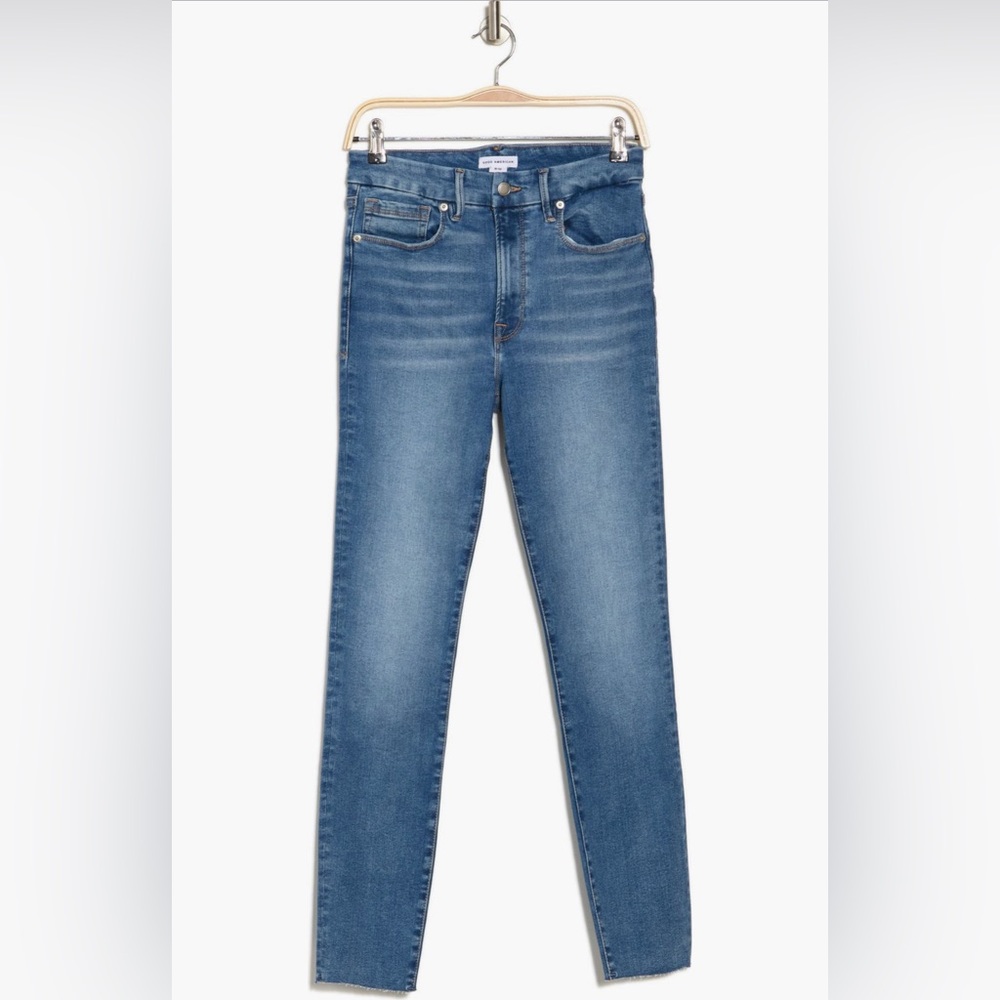 Good American Always Fits Good Waist Raw Hem High Waist Skinny Jeans